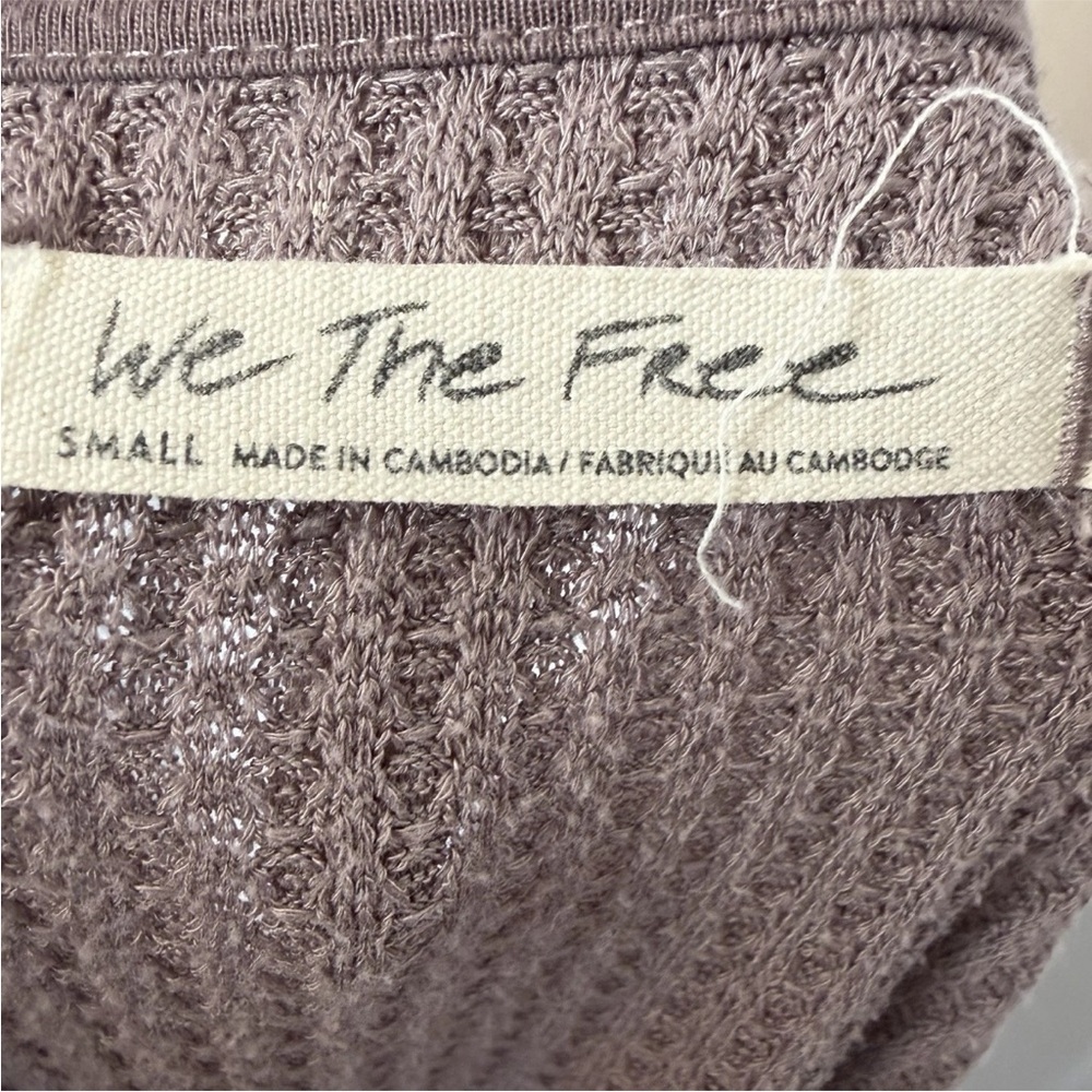We The Free People Santa Clara V-neck Thermal Top S Oversized Gray Lavender Boho - Picture 5 of 9